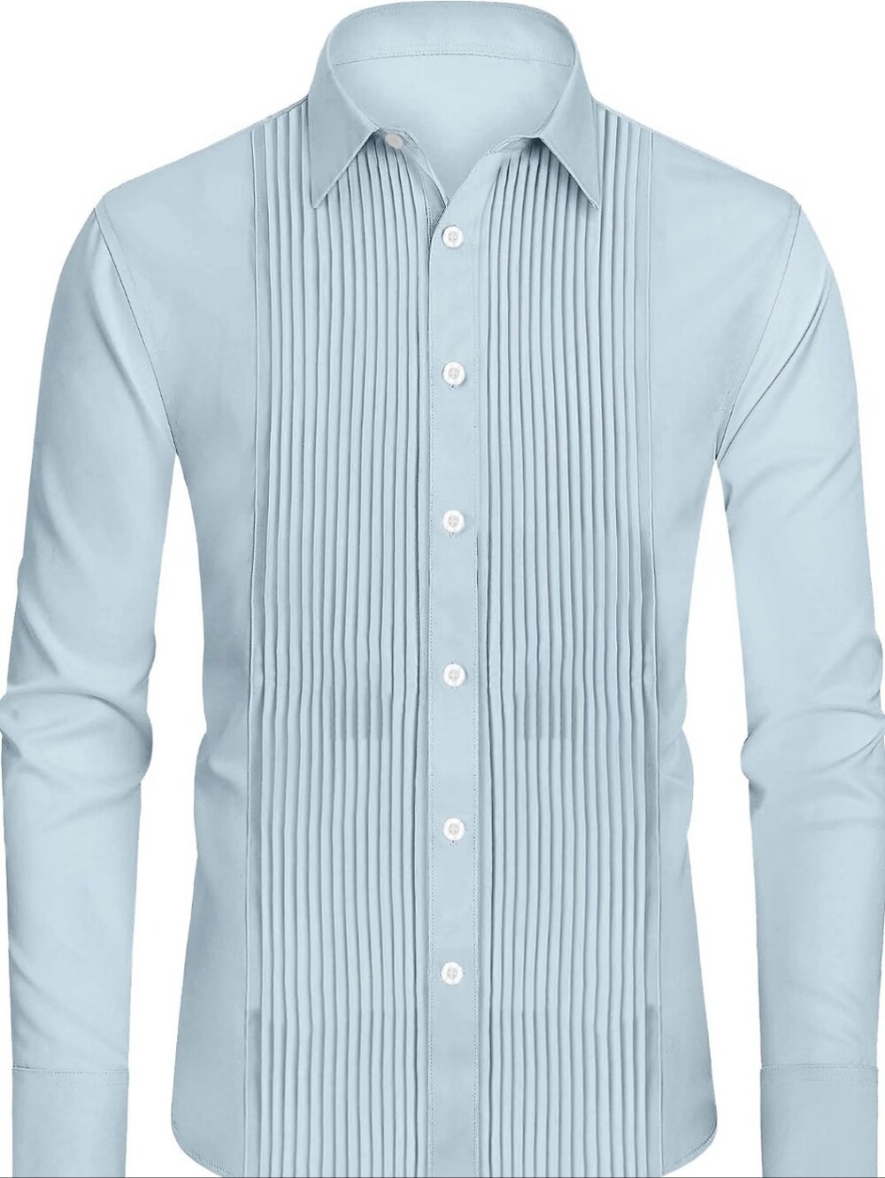 Amazon Light Blue Pleated Front Dress Shirt